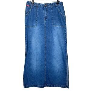 Vintage Unionbay 90s Y2K A Line Maxi Denim Jean Skirt 100% Cotton Size 9 or 30